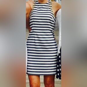 Trina Turk Striped Mini Dress with Embellishments